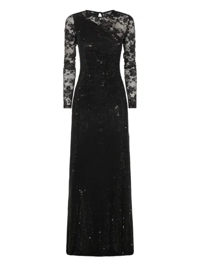 SELF-PORTRAIT RHINESTONE-EMBELLISHED LONG-SLEEVE MAXI DRESS