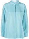 Self-portrait Rhinestone-embellished Long-sleeve Shirt In Blue