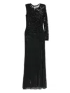 Self-portrait Self Portrait Black Rhinestone Mesh And Lace Maxi Dress In Black