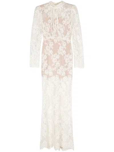 Self-portrait Rhinestone-embellished Maxi Dress In White