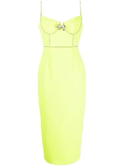 Self-portrait Rhinestone-embellished Midi-dress In Green