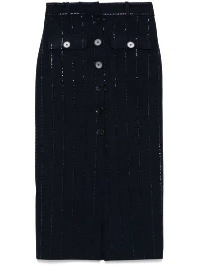 Self-portrait Rhinestone-embellished Midi Skirt In Blue