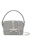 Self-portrait Micro Chainmail Crystal Top Handle Bag In Black