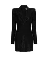 Self-portrait Miniabito In Jersey Nero Con Strass In Black