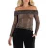 Self-portrait Self Portrait Rhinestone Embellished Off-shoulder Top In Gray
