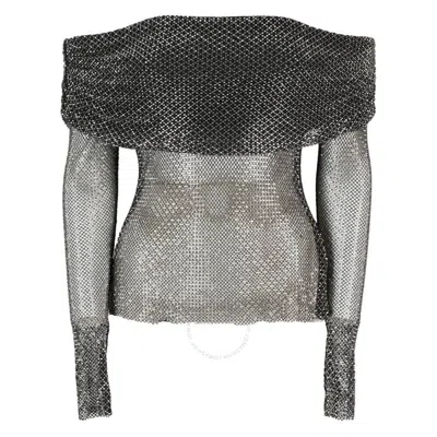 SELF-PORTRAIT SELF PORTRAIT RHINESTONE EMBELLISHED OFF-SHOULDER TOP