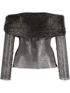 Self-portrait Self Portrait Rhinestone Embellished Off-shoulder Top In Black