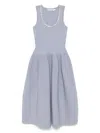 Self-portrait Crystal-embellished Ribbed Stretch-knit Midi Dress In Blue
