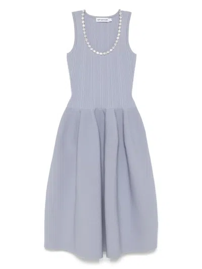 SELF-PORTRAIT RHINESTONE-EMBELLISHED RIBBED MIDI DRESS