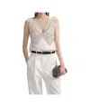 Self-portrait Rhinestone-embellished Sleeveless Blouse In White