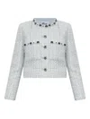 Self-portrait Rhinestone-embellished Tweed Jacket In Blue