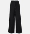 Self-portrait Womens Black Rhinestone Embellishment Wide-leg High-rise Denim Jeans In Black