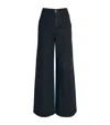 Self-portrait Womens Black Rhinestone Embellishment Wide-leg High-rise Denim Jeans In Black