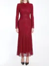 Self-portrait Crystal-embellished Mesh Midi Dress In Red