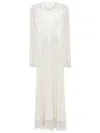 Self-portrait Crystal Mesh Feather-trimmed Midi Dress In Neutrals