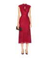 Self-portrait Rhinestone Fishnet Midi Dress In Red
