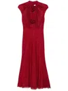 Self-portrait Rhinestone Fishnet Midi Dress In Red