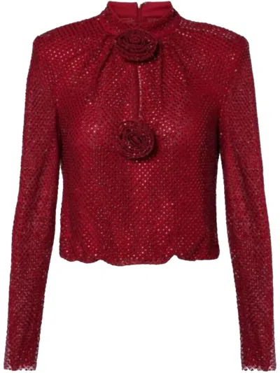 SELF-PORTRAIT RHINESTONE FISHNET TOP