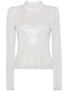 Self-portrait Rhinestone Fishnet Top In Silver In White