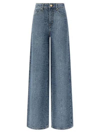 Self-portrait Rhinestone Jeans In Blue