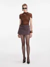 Self-portrait Rhinestone Knit Top With Cut Out In Brown