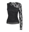 Self-portrait Self Portrait Women Black Rhinestone Mesh And Lace Top In Black