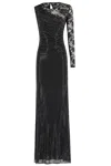 Self-portrait Self Portrait Black Rhinestone Mesh And Lace Maxi Dress In Black