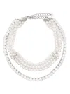 Self-portrait Faux-pearl Necklace In Metallic