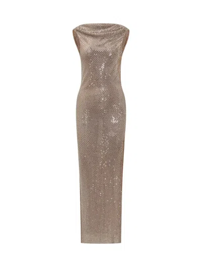 Self-portrait Rhinestone Maxi Dress In Brown
