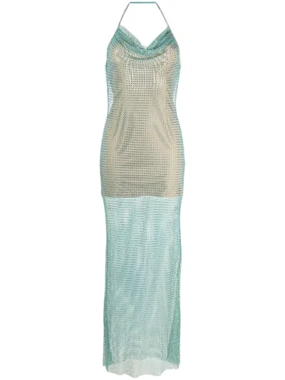 Self-portrait Rhinestone Mesh Dress In Multi