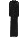 Self-portrait Rhinestone Mesh Maxi Dress In Black