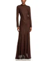 Self-portrait Rhinestone Mesh Maxi Dress In Brown