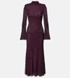 Self-portrait Rhinestone Mesh Maxi Dress In Burgundy