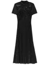 Self-portrait Embellished Cut-out Detailed Mesh Midi Dress In Black