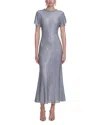 Self-portrait Midi Dress In Mesh With Rhinestones In Blue