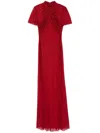 Self-portrait Red Rhinestone Mesh Maxi Dress In Red