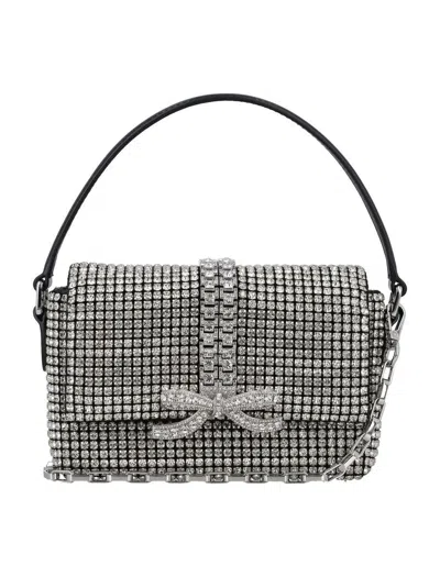Self-portrait Rhinestone Micro Bag In Silver