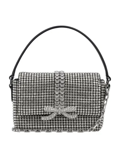 Self-portrait Rhinestone Micro Bag In Silver