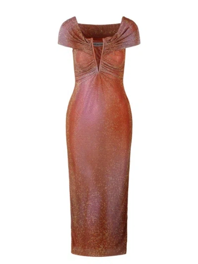 Self-portrait Rhinestone Midi Dress In Brown