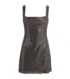 Self-portrait Gunmetal Grey Dress With Thin Straps And All-over Rhinestone Application In Tech Fabric Woman In Gray