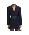 Self-portrait Crystal-embellished Twill Blazer In Black