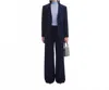Self-portrait Rhinestone Pinstripe Trousers In Navy In Blue