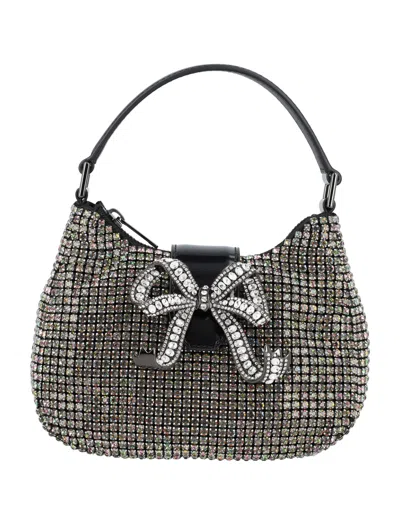 Self-portrait Rhinestone Silver Polyester Handbag In Red