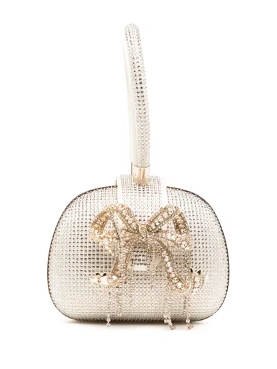 Self-portrait Rhinestone Top Handle Mini Bag In Gold