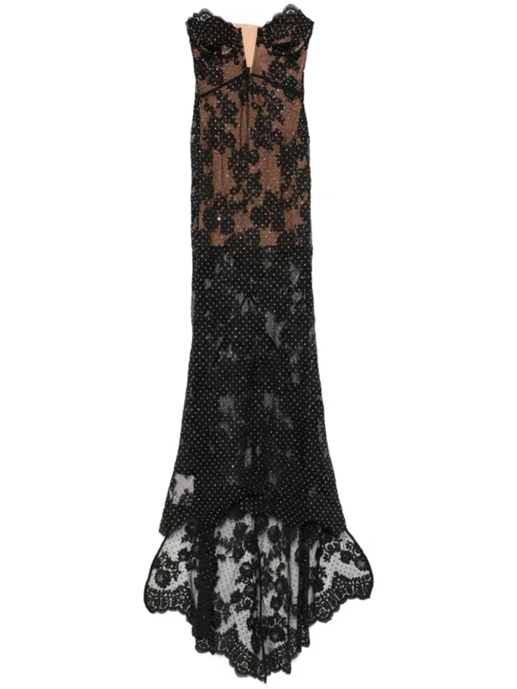 Self-portrait Rhinestoned Lace Maxi Dress In Black | ModeSens