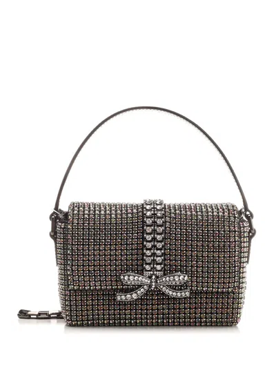Self-portrait Rhinestones Embellished Bow Bag In Silver