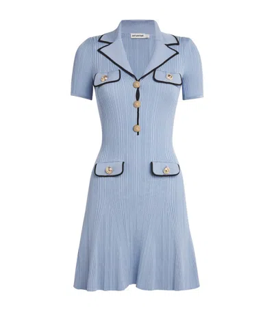 SELF-PORTRAIT RIB-KNIT BUTTONED MINI DRESS