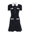 Self-portrait Mini Knitted Dress With Contrasting Collar In Black