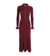 Self-portrait Knee Length Dress With Flared Cuffs And Pockets In Burgundy