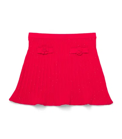 Self-portrait Kids' Rib-knit Sequinned Skirt In Red